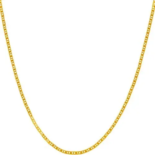 Lifetime Jewelry 1.5mm Flat Mariner Necklace for Women and Men 24k Gold Plated Lifetime Jewelry 1.5mm Flat Mariner Necklace for Women and Men 24k Gold Plated