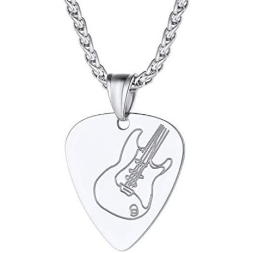 PROSTEEL Stainless Steel Guitar Pick Necklace for Men Women, Chain: 22''-24'' Adjustable, Black/18K Gold Plated, Gift for Music Lover, Come Gift Box