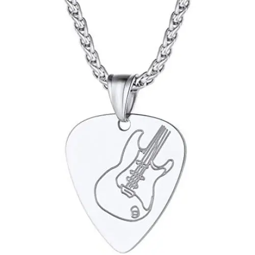 PROSTEEL Stainless Steel Guitar Pick Necklace for Men Women, Chain: 22''-24'' Adjustable, Black/18K Gold Plated, Gift for Music Lover, Come Gift Box PROSTEEL Stainless Steel Guitar Pick Necklace for Men Women, Chain: 22''-24'' Adjustable, Black/18K Gold Plated, Gift for Music Lover, Come Gift Box