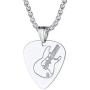 PROSTEEL Stainless Steel Guitar Pick Necklace for Men Women, Chain: 22''-24'' Adjustable, Black/18K Gold Plated, Gift for Music Lover, Come Gift Box