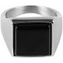 HZMAN Mens Simple Square Black Cubic Zirconia Inlaid Polished Stainless Steel Ring