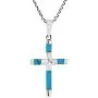 AeraVida Elegant X Cross Simulated Turquoise Inlay .925 Sterling Silver Pendant Necklace AeraVida Elegant X Cross Simulated Turquoise Inlay .925 Sterling Silver Pendant Necklace