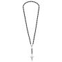 Faithful Devotion Rosary Simulated Black Onyx .925 Sterling Silver Pendant Necklace