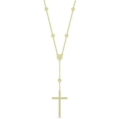 NYC Sterling Diamond by Yard Cross Crucifix CZ Crystal 925 Sterling Silver Pendant & Catholic Rosary Necklace NYC Sterling Diamond by Yard Cross Crucifix CZ Crystal 925 Sterling Silver Pendant & Catholic Rosary Necklace