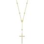 NYC Sterling Diamond by Yard Cross Crucifix CZ Crystal 925 Sterling Silver Pendant & Catholic Rosary Necklace