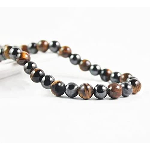 Premium Tigers Eye Stone High Strength Hematite Magnetic Beads Therapy Necklace, Arthritis Pain Migraine,Joint Pain, Anxiety Relief Healing Stones Black Obsidian Jewelry for Men and Women(Unisex)