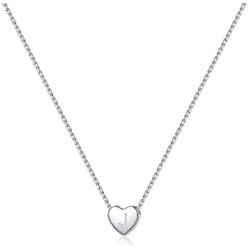 MONOOC 925 Sterling Silver Initial Necklace for Girls Women, Dainty Kids Jewerly for Girls Tiny Hypoallergenic Sterling Silver Gold Letter Initial Heart Necklace Jewelry Gifts for Little Girls Kids