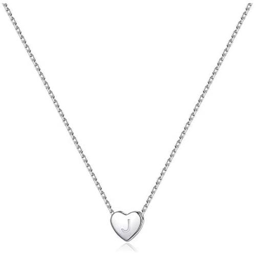 MONOOC 925 Sterling Silver Initial Necklace for Girls Women, Dainty Kids Jewerly for Girls Tiny Hypoallergenic Sterling Silver Gold Letter Initial Heart Necklace Jewelry Gifts for Little Girls Kids