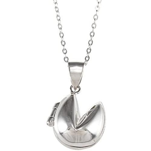 Beaux Bijoux Sterling Silver Fortune Cookie Locket Pendant with 18'' Chain