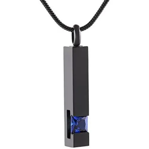 Black Plating Crystal Bar Cremation Jewelry for Ashes Pendant Stainless Steel Keepsake Memorial Urn Necklace for Women Men Black Plating Crystal Bar Cremation Jewelry for Ashes Pendant Stainless Steel Keepsake Memorial Urn Necklace for Women Men