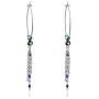 Stainless Steel Boho Hoop Earrings, Pink Stone/Nature Agate/Turquoise Beads/Circle Tassel Dangle Hoop Earrings Round Statement Earrings for Women