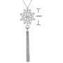 S925 Sterling Silver Snowflake Snow Long Sweater Chain Statement Tassel Fringe Necklace Pendant for Women Girl