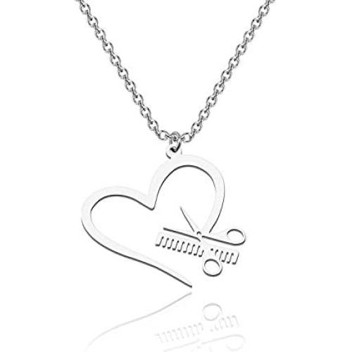 AKTAP Hairdresser Gift Scissor Necklace Comb Pendant Necklace Gift for Stylist Graduation Gift for Hairstylist Salon Owner Gift