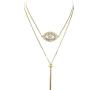 Gold Evil Eye Lariat Necklace for Women 18K Gold Plated Sliding Adjustable Chain Choker Jewelry