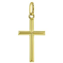 14k Yellow Gold Classic Baptism Small Stick Cross for Kids
