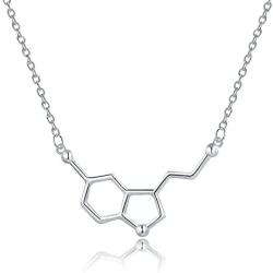 Rosa Vila Happiness Serotonin Molecule Necklace Women, Solid 925 Sterling Silver, Ideal Gift Necklaces For Teacher, Professor, Chemistry Graduates, Science Jewelry Lovers (Sterling Silver)