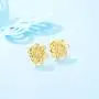 Annie & Kevin 925 Sterling Silver Sunflower Anklets/Bracelets/Necklaces/Earrings/Jewelry Set/Yellow Gold Plated CZ Flower with Jewelry Gift Box for Women