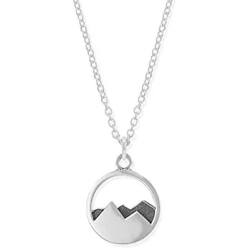 Boma Jewelry Sterling Silver Mountain Range Peak Circle Pendant Necklace, 18 Inches Boma Jewelry Sterling Silver Mountain Range Peak Circle Pendant Necklace, 18 Inches