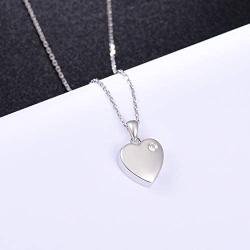 ACJFA Heart Urn Necklace 925 Sterling Silver Cremation Ashes Necklace with Cubic Zircon Keepsake Memorial Jewelry for Women Gift