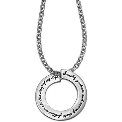 BB Becker Goodness & Mercy Sterling Silver Necklace - Psalm Quote, Religious, Inspirational