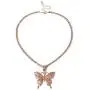 Butterfly Cuban Link Necklace Set Big Butterfly Pendant Necklace Bling Rhinestones Chain Fashion Accessory Silver Crystal Choker Necklace Jewelry for Women Men Hip Hop Lovers