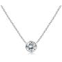 Sllaiss 925 Sterling Silver Swarovski Cubic Zirconia Solitaire Pendant Necklace White Round-Cut CZ Chain Necklace ,Fine Jewelry for Anniversary Christmas 16.5”+2”