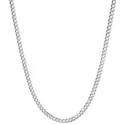 White Gold Plated 3mm 4mm Solid Sterling Silver .925 Cuban Curb Link Chain Necklace