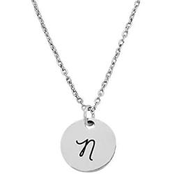 Initial Letter Necklace, Unique & Gentle 0.5'' Round Laser Engraved Disc, Personalized Alphabet Letter Pendant. Adjustable Necklace. Special message for your loved ones. Great father daughter gift