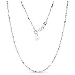 Verona Jewelers Sterling Silver 1.5MM Fancy Italian Adjustable Diamond Cut Twisted Serpentine Sparkle Chain Necklace- Silver Slider Necklace, Chain for Women