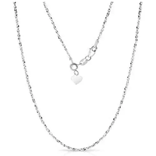 Verona Jewelers Sterling Silver 1.5MM Fancy Italian Adjustable Diamond Cut Twisted Serpentine Sparkle Chain Necklace- Silver Slider Necklace, Chain for Women Verona Jewelers Sterling Silver 1.5MM Fancy Italian Adjustable Diamond Cut Twisted Serpentine Sparkle Chain Necklace- Silver Slider Necklace, Chain for Women