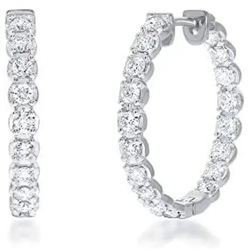 La Joya 3/4-2 Carat Total Weight (ctw) Lab Grown Diamond Hoop Earrings for Women- White Rhodium or Yellow Gold Plated 925 Sterling Silver Earrings - With Superior GH Color And SI Clarity Diamonds La Joya 3/4-2 Carat Total Weight (ctw) Lab Grown Diamond Hoop Earrings for Women- White Rhodium or Yellow Gold Plated 925 Sterling Silver Earrings - With Superior GH Color And SI Clarity Diamonds
