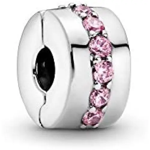 Pandora Jewelry Pink Sparkling Row Clip Cubic Zirconia Charm in Sterling Silver Pandora Jewelry Pink Sparkling Row Clip Cubic Zirconia Charm in Sterling Silver