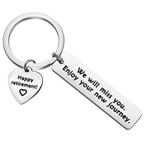 BAUNA Retirement Gifts Happy Retirement Keychain Enjoy Your New Journey Good Bye Gifts for Coworkers,Teacher,Nurse