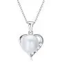 Heart Shaped Flawless Pearl Post Stud Earrings & Silver Chain Pendant Set| Impeccable Quality Natural, Flawless Freshwater Pearl & 925 Sterling Silver| The Best Jewelry Set Gift (1 | White Pearls)