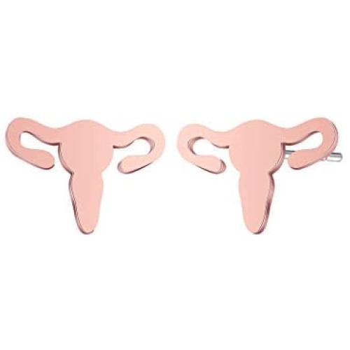Tiny Uterus Earrings Simple Stainless Steel Ear Studs Anatomic Stud Earrings for Women