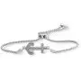 Jewelili Sterling Silver Natural White Round Diamond Accent Anchor Bolo Bracelet, 9.5''