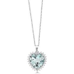 Gem Stone King 925 Sterling Silver Heart Shape Pendant Necklace For Women (1/2 Inch with Complimentary 18 Inch Silver Chain)