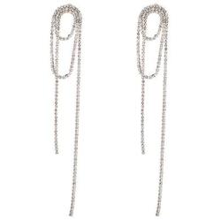 EORUBE Long Chandelier Tassel Dangle Earrings for Women Rhinestone Crystal Chain Tassel Earrings Vintage 1920s Style Earrings Evening Party