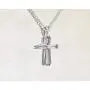 P0157 Cross Mt St Helens Green Helenite May Birthstone Sterling Silver Pendant