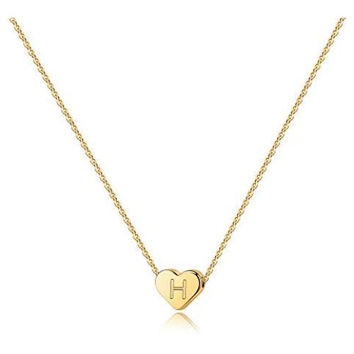 Heart Initial Necklaces for Women Girls - 14K Gold Filled Heart Pendant Letter Alphabet Necklace Tiny Initial Necklaces for Women Kids Child Heart Letter Initial Necklace Birthday Gifts for Girls
