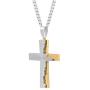 Jewelry Nation Mens Stainless Steel IP Tablet Lords Prayer Cross Pendant Necklace with Chain, 24''