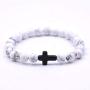 SOFTONES 4PCS Cross Beads Bracelet for Men Women 8mm Healing Lava Stone Stretch Bracelets,7.5'' …