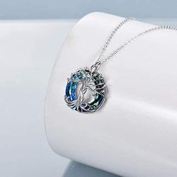 TOUPOP Mothers Day Gifts from Daughter Sterling Silver Tree of Life Pendant Necklace with Blue Circle Crystal Jewelry Gifts for Mom Women Girls Friend Birthday