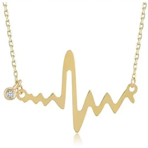 GELIN 14k Solid Gold 0,01 ct Diamond Heartbeat Cardiogram Pendant Chain Necklace for Women,18 INCH GELIN 14k Solid Gold 0,01 ct Diamond Heartbeat Cardiogram Pendant Chain Necklace for Women,18 INCH