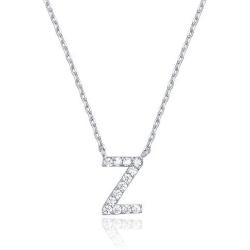 PAVOI 14K White Gold Plated Cubic Zirconia Initial Necklace | Letter Necklaces for Women