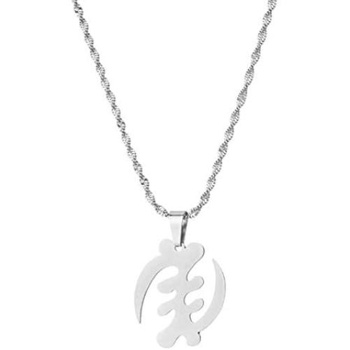 Stainless Steel Symbol Pendant Necklace Trendy Adinkra Gye Nyame Ethnic Symbol Jewelry