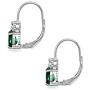 Sterling Silver 7x5mm Teardrop Genuine or Synthetic Gemstone & Round Cubic Zirconia Leverback Earrings