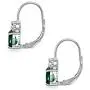 Sterling Silver 7x5mm Teardrop Genuine or Synthetic Gemstone & Round Cubic Zirconia Leverback Earrings