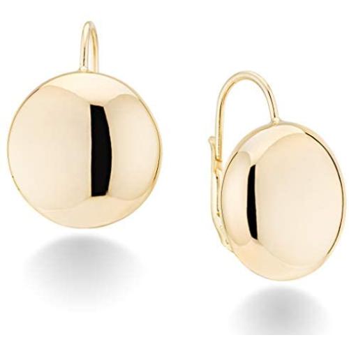 MiaBella 18K Gold Over Sterling Silver Italian High Polished Round Dome Button Bead Ball Statement Leverback Earrings for Women 12mm, 18mm 925 Made in Italy