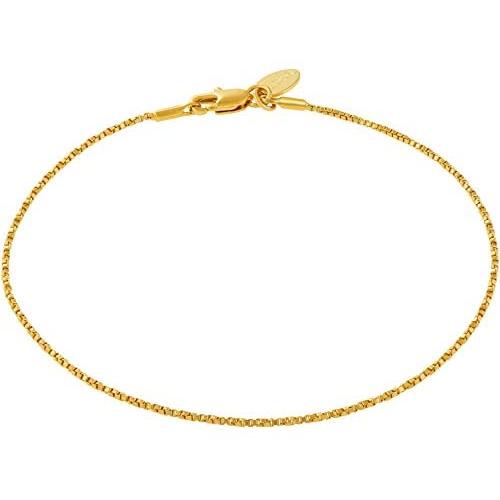 LIFETIME JEWELRY Twisted Box Chain Anklet for Women and Men 24k Real Gold Plated